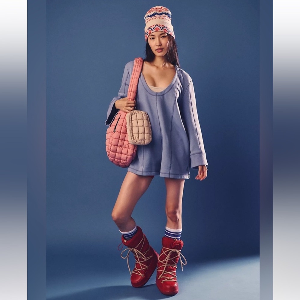 FP Movement by Free People Let It Go Hooded Romper in Glacier Blue Size XS NWT
